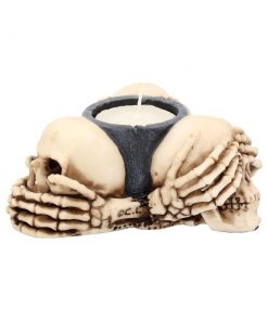 Three Wise Skulls Tealight Holder 11cm