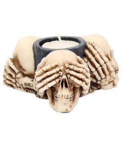 Three Wise Skulls Tealight Holder 11cm