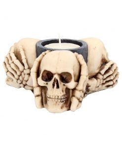 Three Wise Skulls Tealight Holder 11cm
