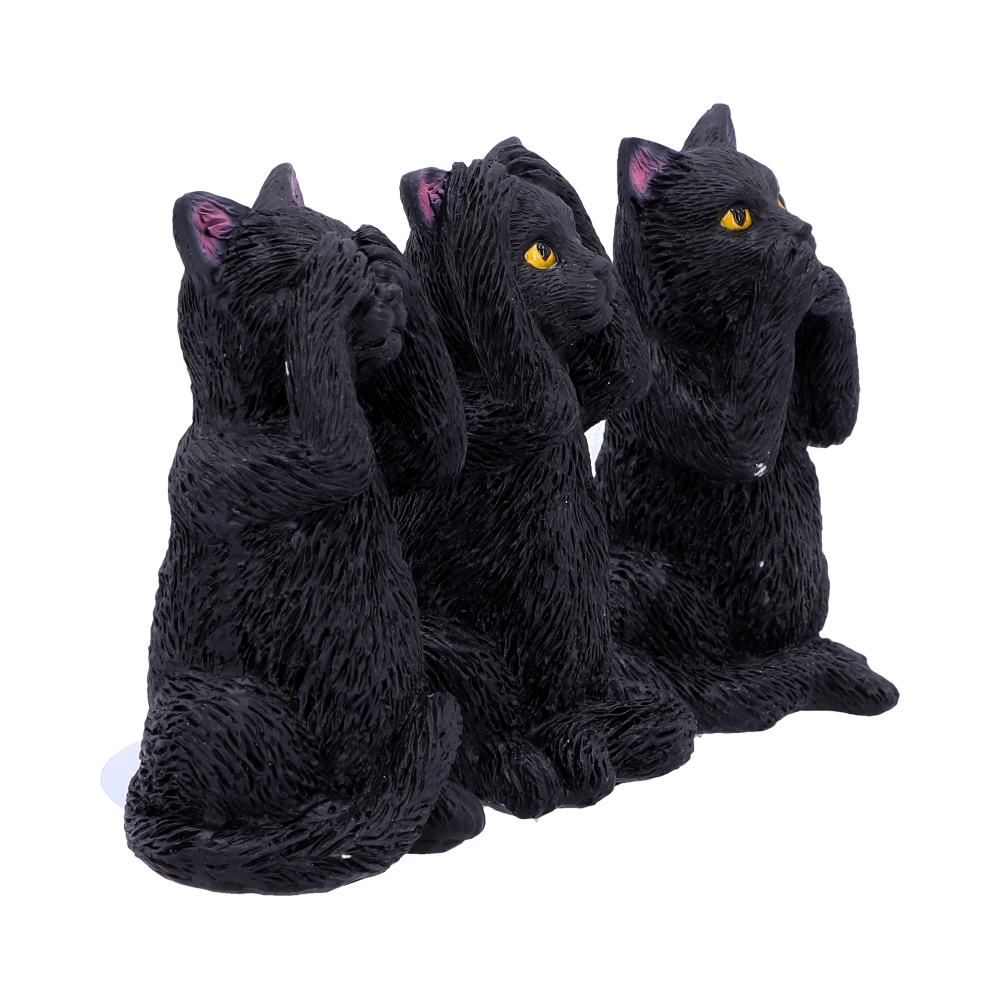Statuette Gothique Three Wise Felines - Chat "See No Evil" 8,5 Cm - Neuf, Décoration Mythique